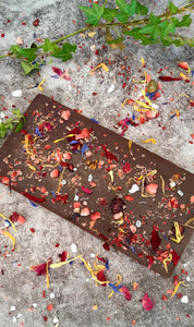 Raw Chocolate with Sea Salt, Edible Flowers and Freeze Dried Berries 100g (Gluten Friendly*, Dairy Free, Refined Sugar Free, Vegan, Paleo)